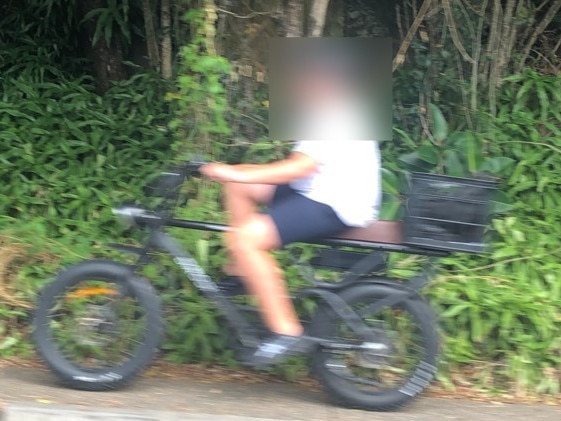 A boy on an e-bike on a footpath along Oliver St, Freshwater, on Monday. Picture: Manly Daily