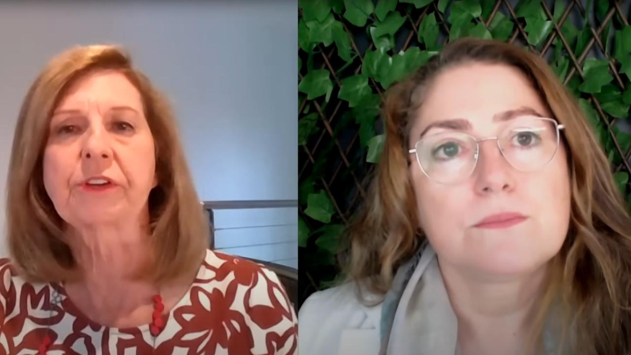 Dr Fiona Girkin, right, speaking to Bettina Arndt. Picture: YouTube