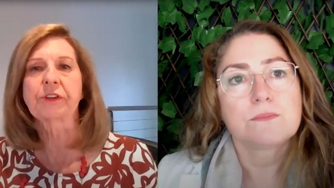 Dr Fiona Girkin, right, speaking to Bettina Arndt. Picture: YouTube