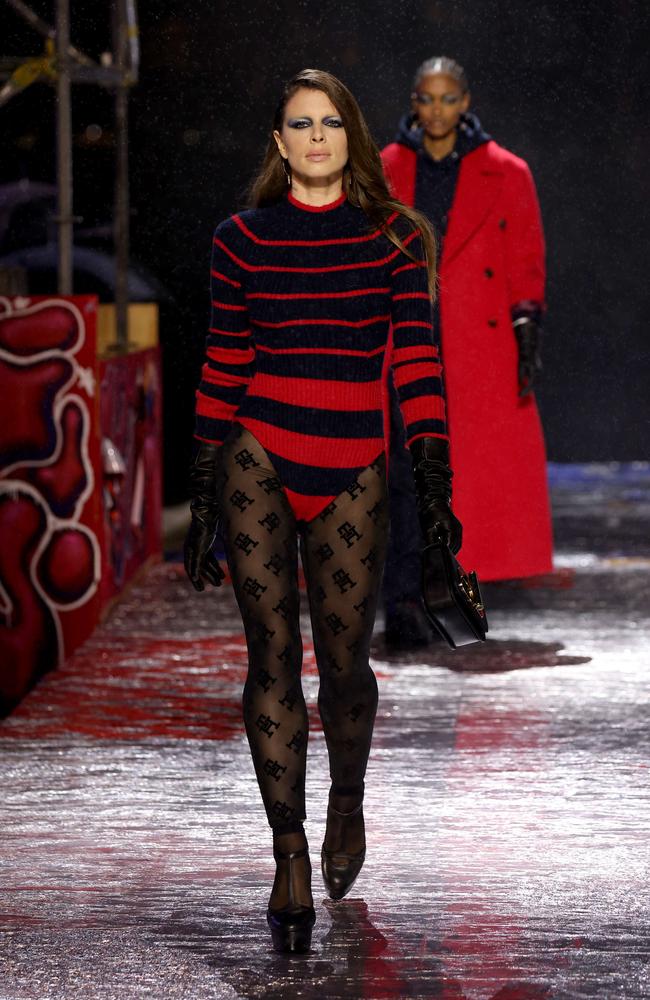 Julia Fox walks the runway wearing Tommy Factory New York. Picture: Thomas Concordia/Getty Images/AFP