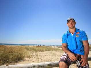 Mark Minichiello on the beach at North Kirra. . Picture: Blainey Woodham