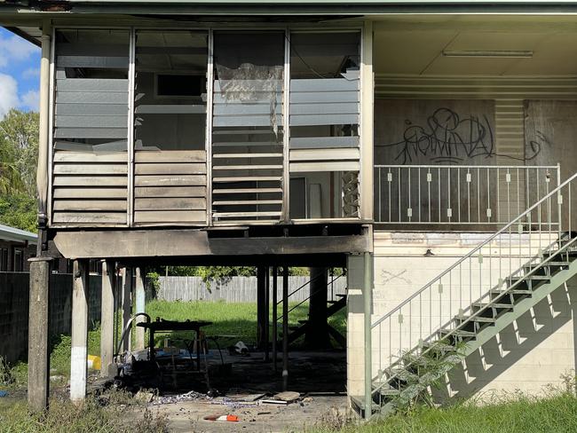 An unoccupied property at Kings Rd, Pimlico, was impacted by a fire Sunday evening. Picture: Leighton Smith.