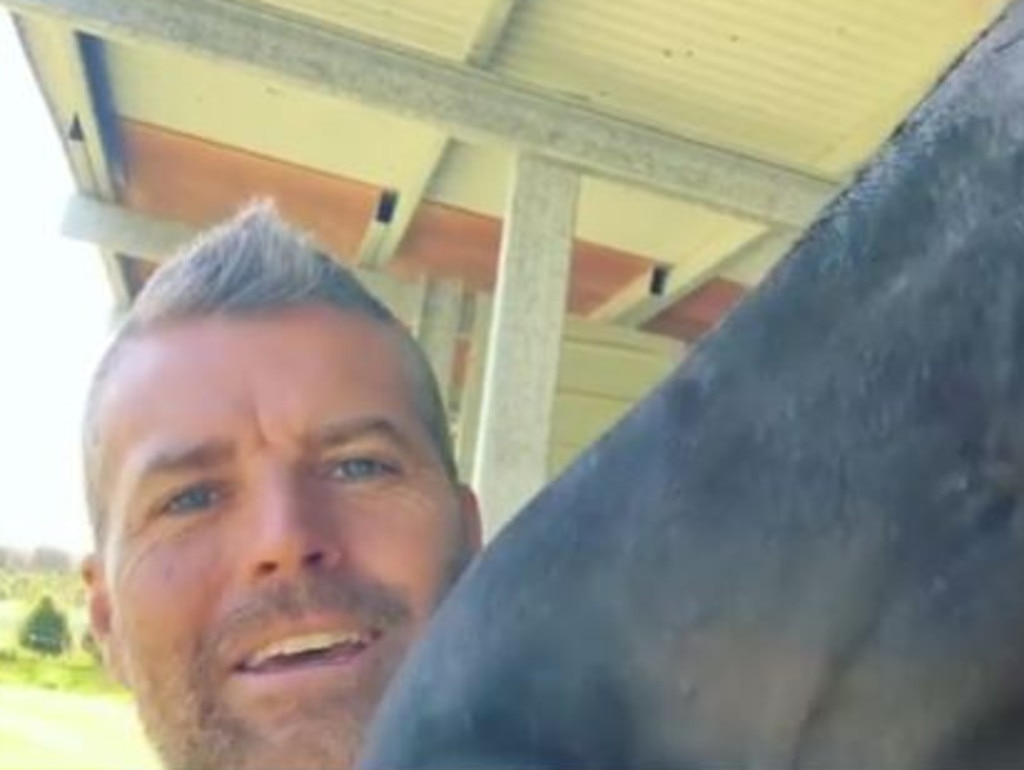 Pete Evans loves posting videos with his horses.