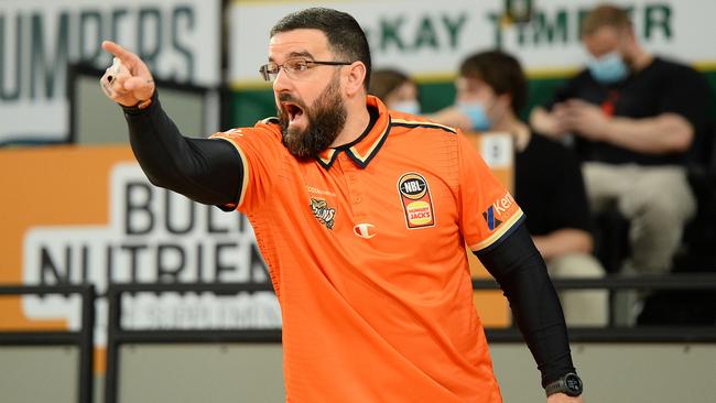 Adam Forde Head Coach of the Taipans gives directions during the NBL Blitz match between Adelaide 36ers and Cairns Taipans. (Photo by Steve Bell/Getty Images)