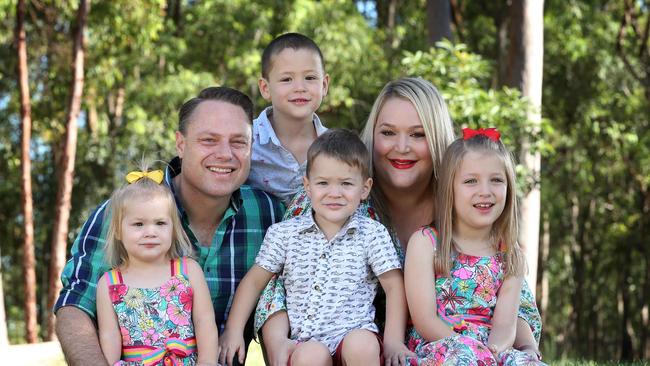 Lord Mayor Adrian Schrinner with wife Nina and their children Petra, 2, Monash, 3, Wolfgang, 5, and Octavia, 7. Picture: Liam Kidston