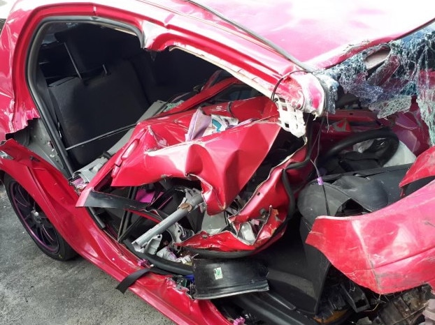 Leanne Tyrrell-Raddatz's car after the accident.