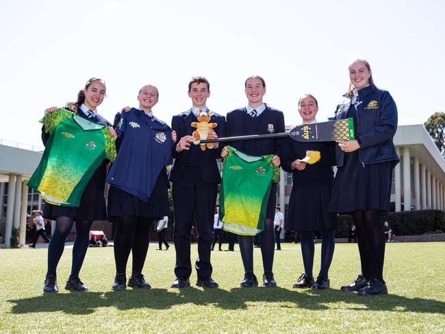 Sarah Giardina, Olivia Cermak, Daniel O'Neill, Amy O'Neill, Vanessa Giardina and Laura Hennessy from Rosebank College in Five Dock. Picture: Jordan Shields