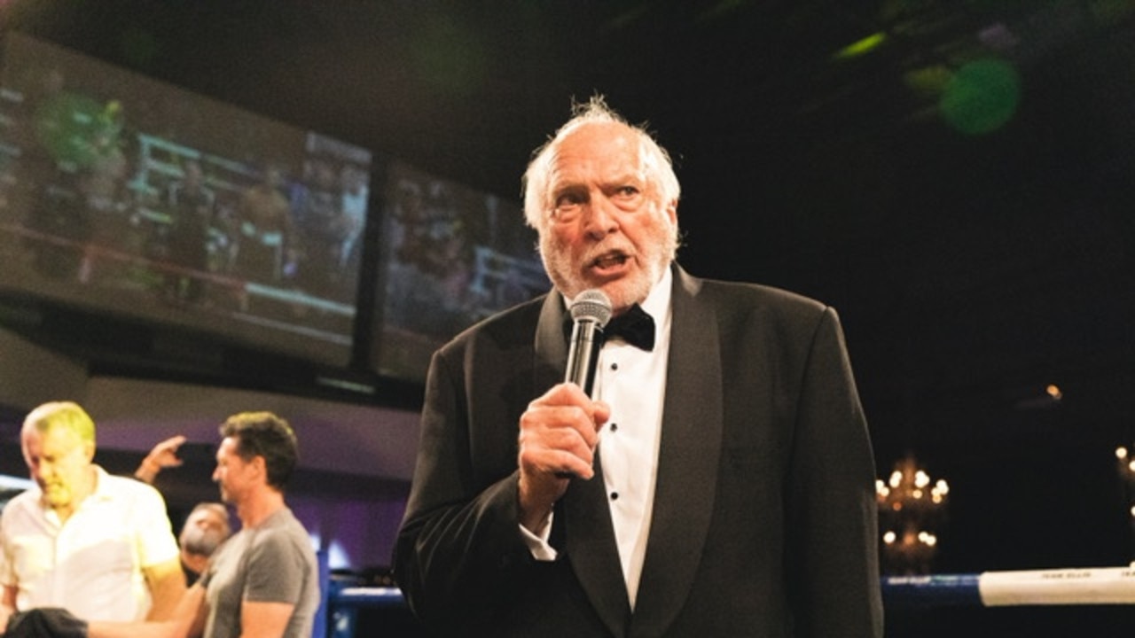 Rex Hunt as ring announcer at Melbourne Pavilion. Pic: Michelle Winters