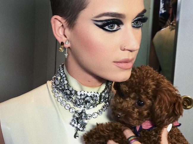 Katy Perry with her teacup poodle Nugget. Picture: @hungvanngo/Instagram