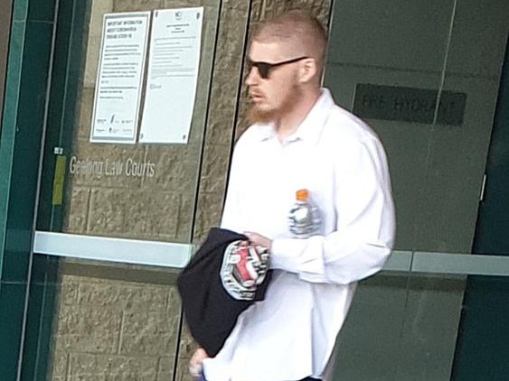 Zachary Gates leaves the Geelong Magistrates' Court on Friday.