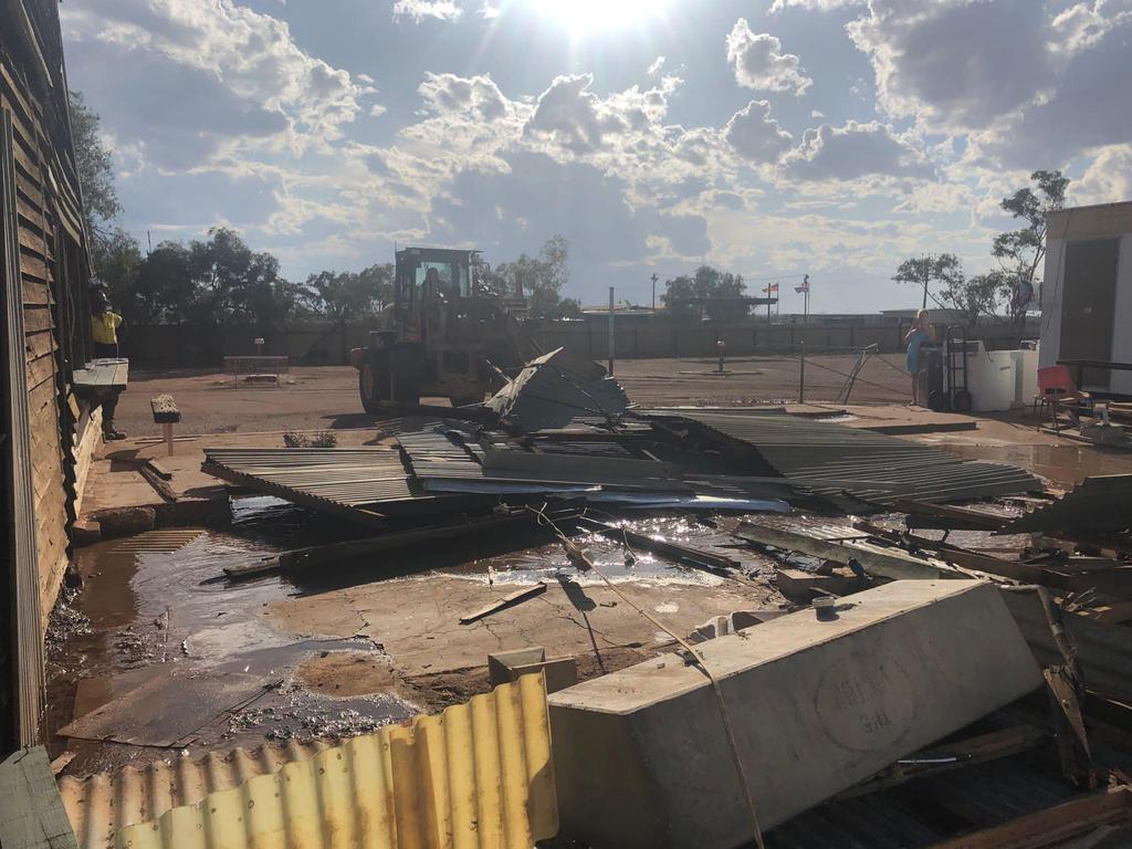 Storms rolled through Oodnadatta in October 2022, causing severe damage. The same town has also seen some of Australia’s hottest ever temperatures. Picture: Pink Roadhouse Oodnadatta,