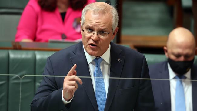 CANBERRA, AUSTRALIA - NewsWire Photos OCTOBER 19, 2021: Prime Minister Scott Morrison during Question Time in the House of Representatives in Parliament House Canberra. Picture: Gary Ramage / NCA NewsWire