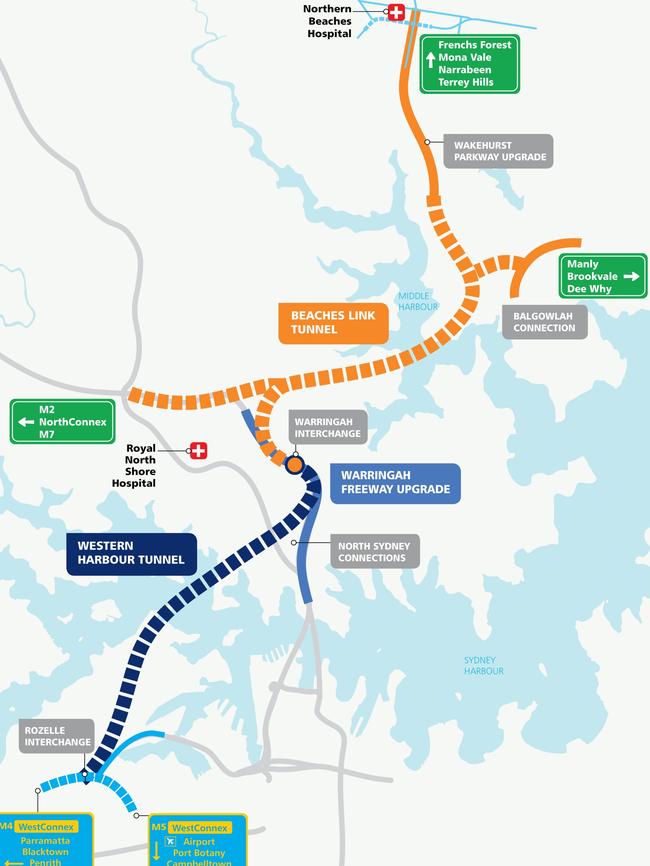 RMS modelling of a proposed Beaches Link tunnel connecting to the Western Harbour Tunnel.