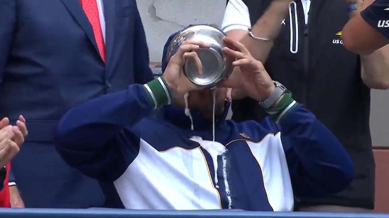 Dylan Alcott celebrates winning the US Open.