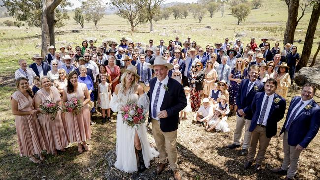 The weddings guests gather for a group portrait. Picture: Salty Dingo