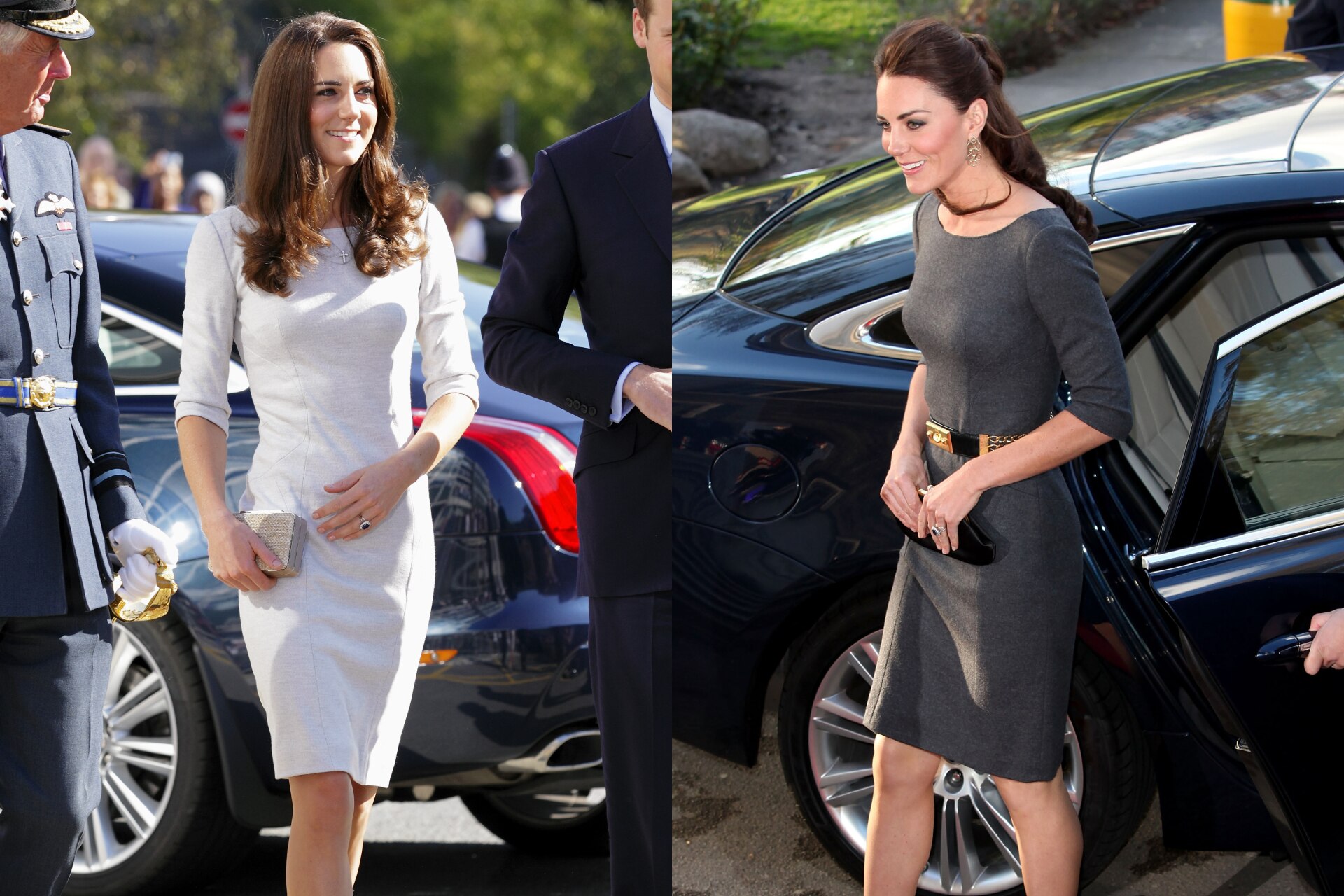 <h3>Amanda Wakeley dress</h3><p>Worn in light grey in 2011; and in gunmetal grey in 2012.</p>