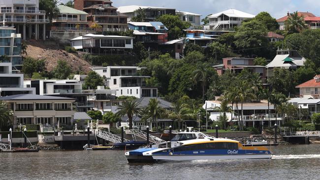 Generic views of houses and properties in Hawthorne on the Brisbane River, Brisbane.