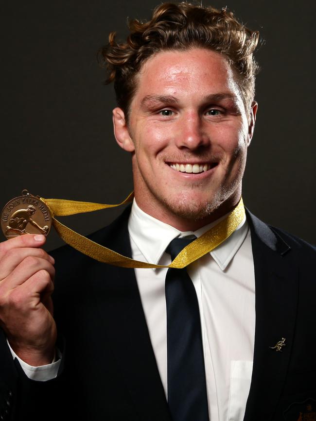 Michael Hooper after winning the 2016 John Eales Medal. Picture: Gregg Porteous