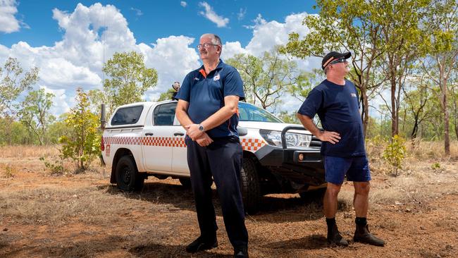 SES Volunteers and personnel were involved in the search for missing Victorian man Daymon Ness. Dave Travers, Area Manager Northern Region NTES with NTES volunteer Brett Martin, who was involved in the search. Picture: Che Chorley