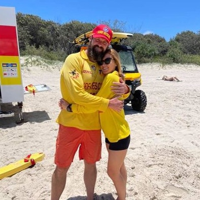 Salt SLSC president Greg Lovett (left) has stepped down after eight years in the job. Picture: Supplied / Facebook.