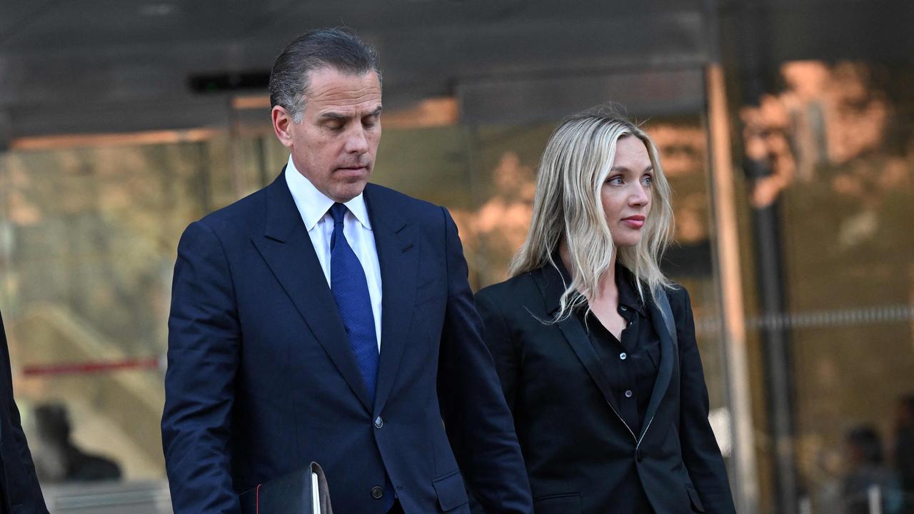 Hunter Biden leaves court with his wife Melissa Cohen. Picture: Robyn Beck/AFP