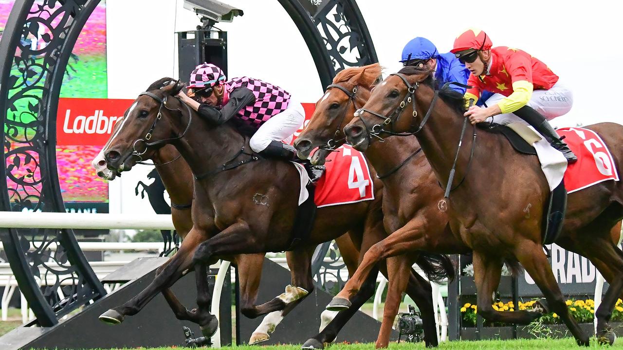 Supplied Editorial Rothfire wins the Group 2 Victory Stakes at Eagle Farm. Pictures:
 Grant Peters, Trackside Photography.