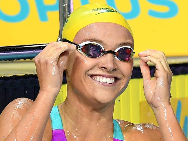 GOLD COAST, AUSTRALIA - MARCH 01:  Georgia Bohl gives a smile after winning the final of the Women's 100m Breaststroke event during the 2018 Australia Swimming National Trials at the Optus Aquatic Centre on March 1, 2018 in Gold Coast, Australia.  (Photo by Bradley Kanaris/Getty Images)