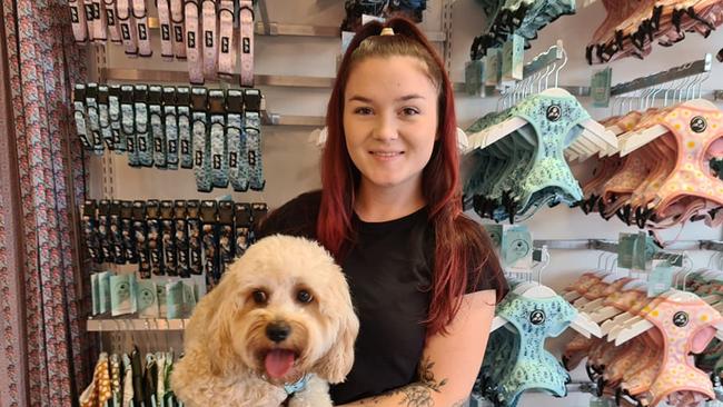 Jessica Rolfe and Ellie the toy cavoodle at Little Ellie Boutique.