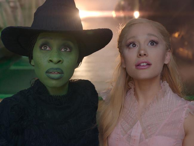 Cynthia Erivo is Elphaba and Ariana Grande is Glinda in Wicked, directed by Jon M. Chu.