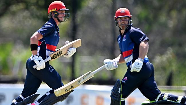 Dylan Brasher and Travis Dean in action for Footscray. Picture: Andy Brownbill