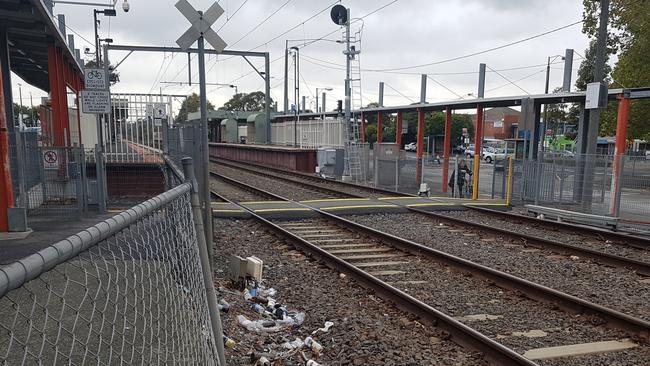 Rubbish has been piling up on the train tracks at Croydon railway station. Picture: Kiel Egging.