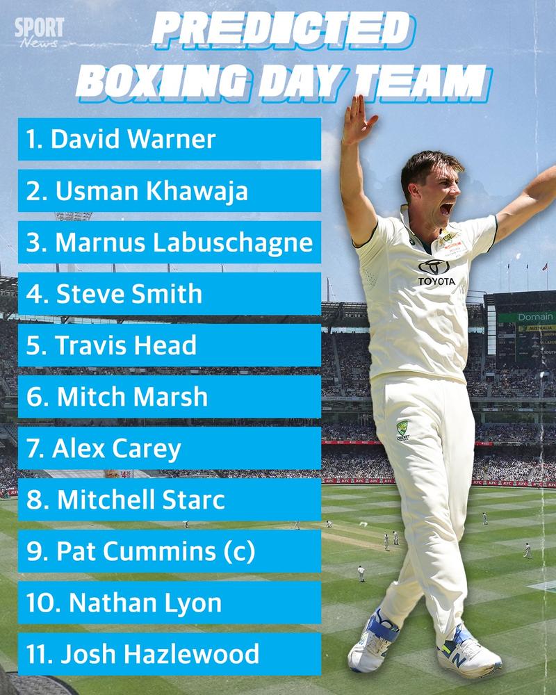 Australia's team for the Boxing Day Test.