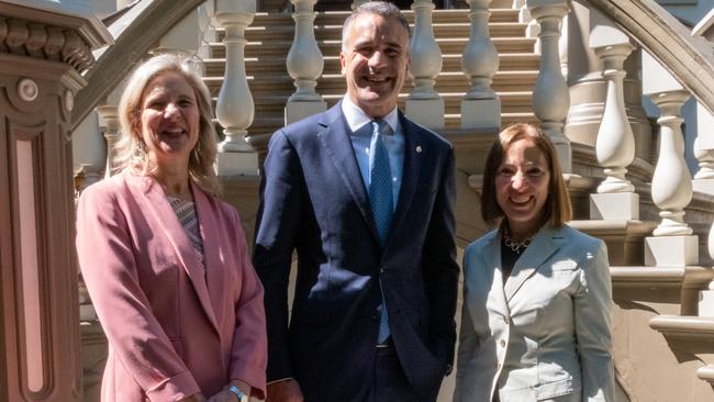 Premier Peter Malinauskas with Tanya Bennett (left), and Eleni Kounalakis (right). Picture: Supplied