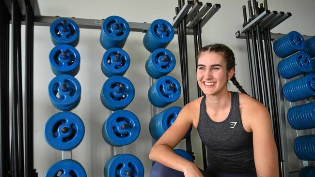 Maddi Ford represents Goodlife Health Club Maroochydore as the fundraiser for Sunnykids. Picture: John McCutcheon