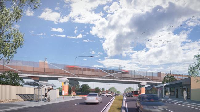 Illustration of the overpass on Marion Rd. Picture: Supplied