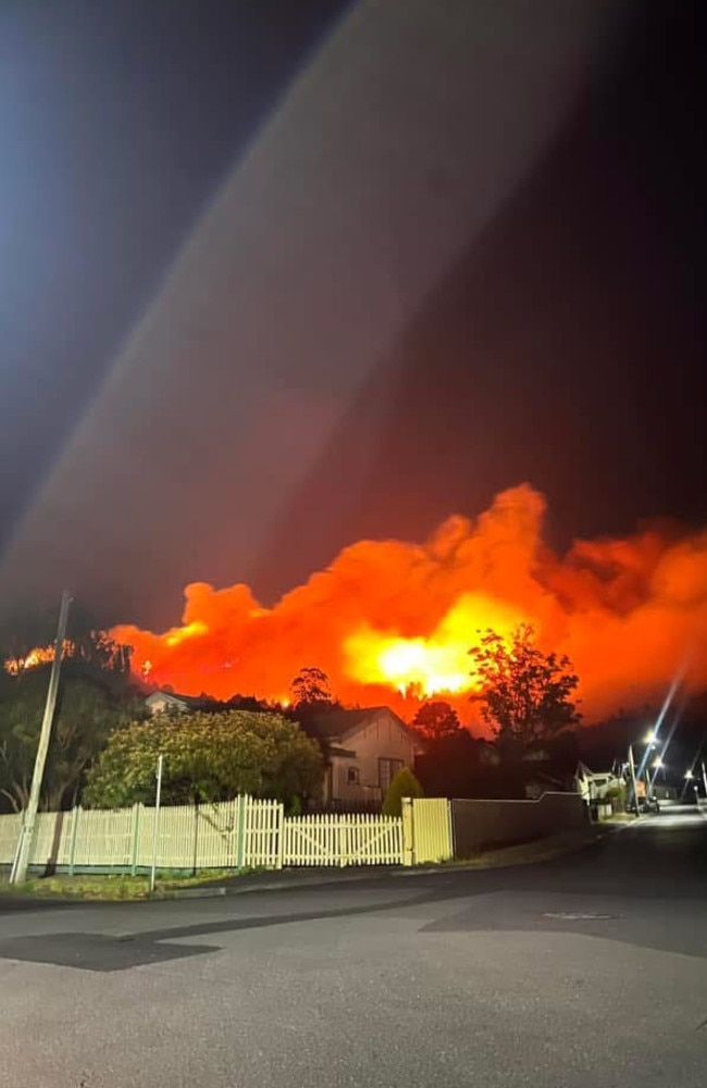 Bushfire burning to the south of Queenstown on Tasmania's West Coast. Picture: Lachlan Watson