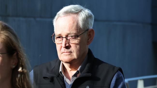Ian Wilkinson arrives at Latrobe Courts, where Erin Patterson is standing trial over the alleged poisoning deaths of three relatives. Picture: David Crosling/NewsWire