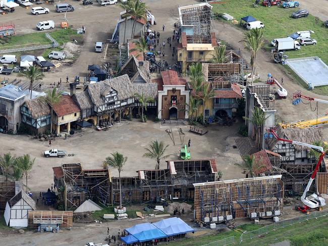 A courtyard emerges as the half-built set takes shape. Picture Glenn Hampson.