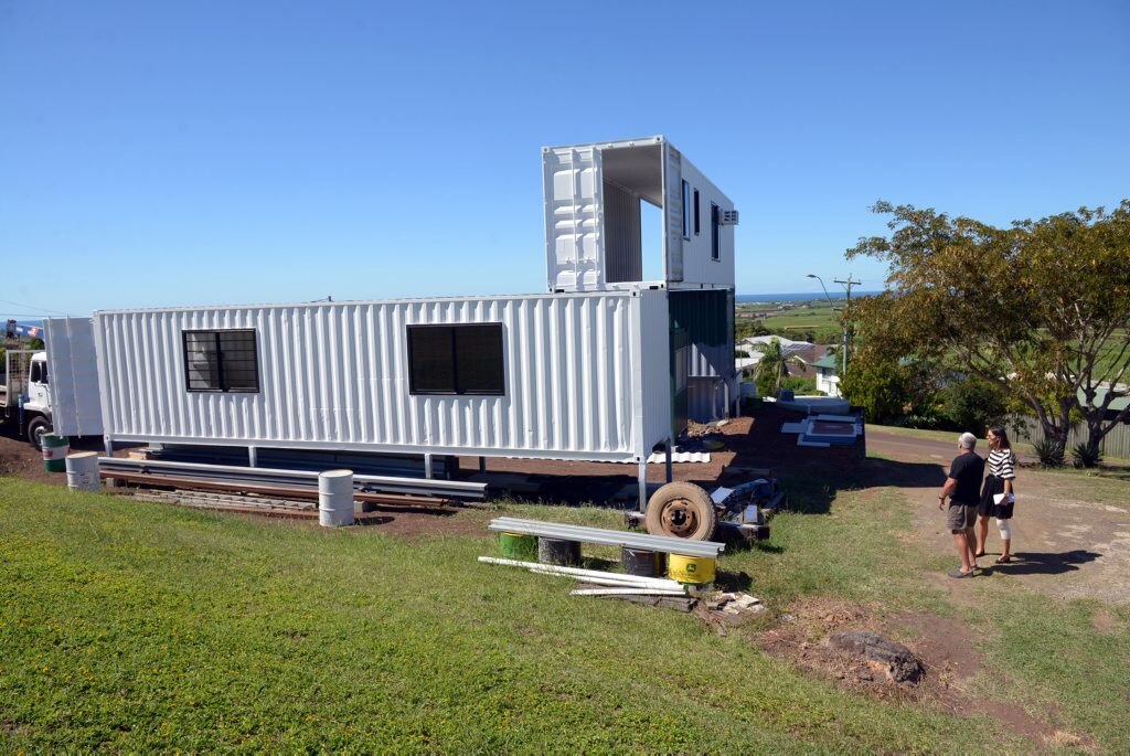 GRAND DESIGN: Phil Murphy is building a unique house on The Hummock out of shipping containers. Photo taken on 27 April 2015. Photo: Max Fleet / NewsMail. Picture: Max Fleet