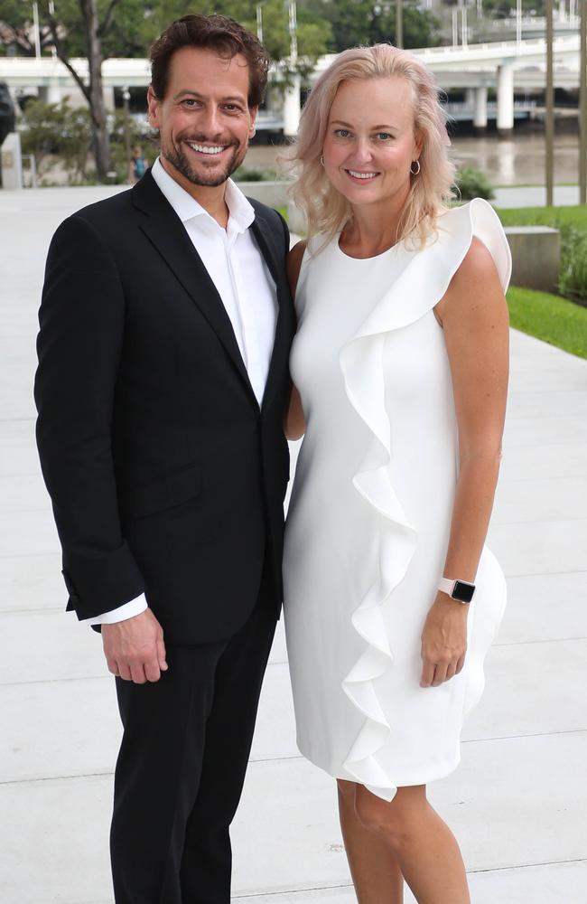 Harrow star loan Gruffudd and Screen Queensland CEO Tracey Vieira. Picture: Supplied.