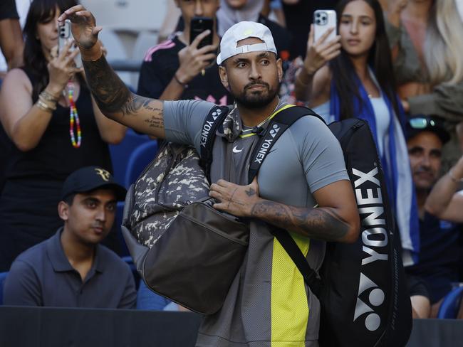 Kyrgios was knocked out in the opening round at Melbourne Park. Picture: Michael Klein