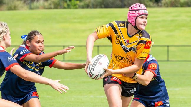 Takoda Thompson in action for the Sunshine Coast Falcons under-19 female side. Picture: Nicola Anne Photography.
