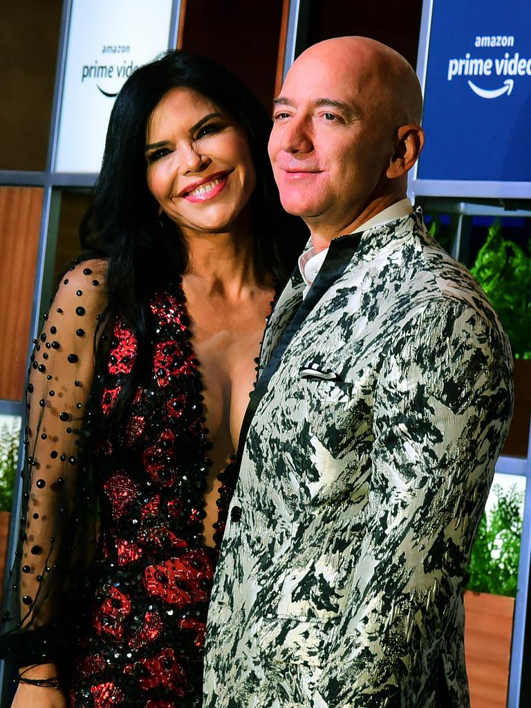 It was revealed Bezos was having an affair with his TV host girlfriend Lauren Sanchez. Picture: Sujit Jaiswal / AFP