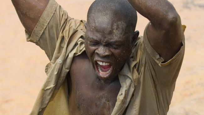 Hounsou in scene from film Blood Diamond. Picture: Supplied