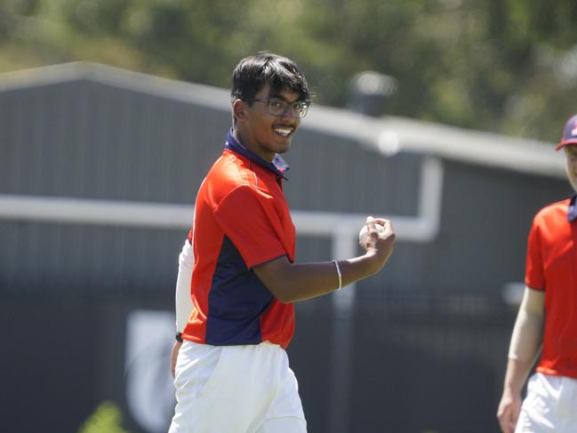 Cricket Youth Premier League: Southern Pioneers v Bayside Breakers. Hukam Karir  bowling for Pioneers. Picture: Valeriu Campan