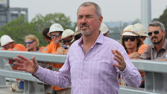 Member for Clarence, Chris Gulaptis, with workers at the opening of the new Grafton bridge on December 12, 2019.