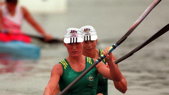 Katrin Borchert and Anna Wood during the 1996 Games.