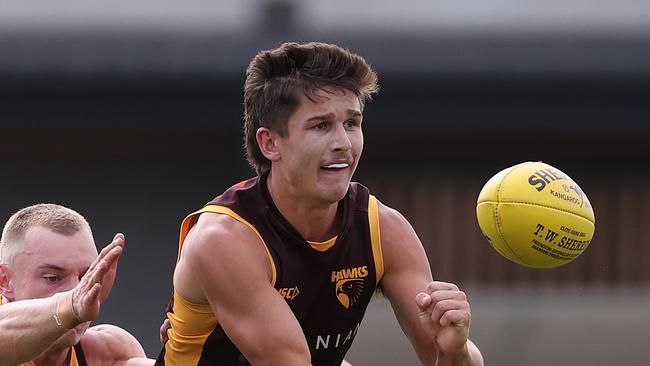 Hawthorn small forward Sam Butler has been ruled out for the rest of 2024 after he suffered a horror leg fracture in the VFL. Picture: Mark Stewart