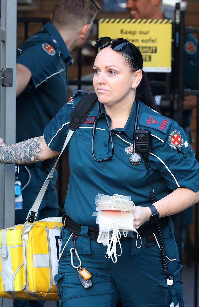 Paramedics at the Milestones Early Learning Centre in Keperra. Picture: Liam Kidston