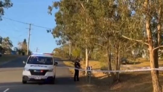 Police at the scene at Nerang after the alleged incident. Picture: 9 News Gold Coast.